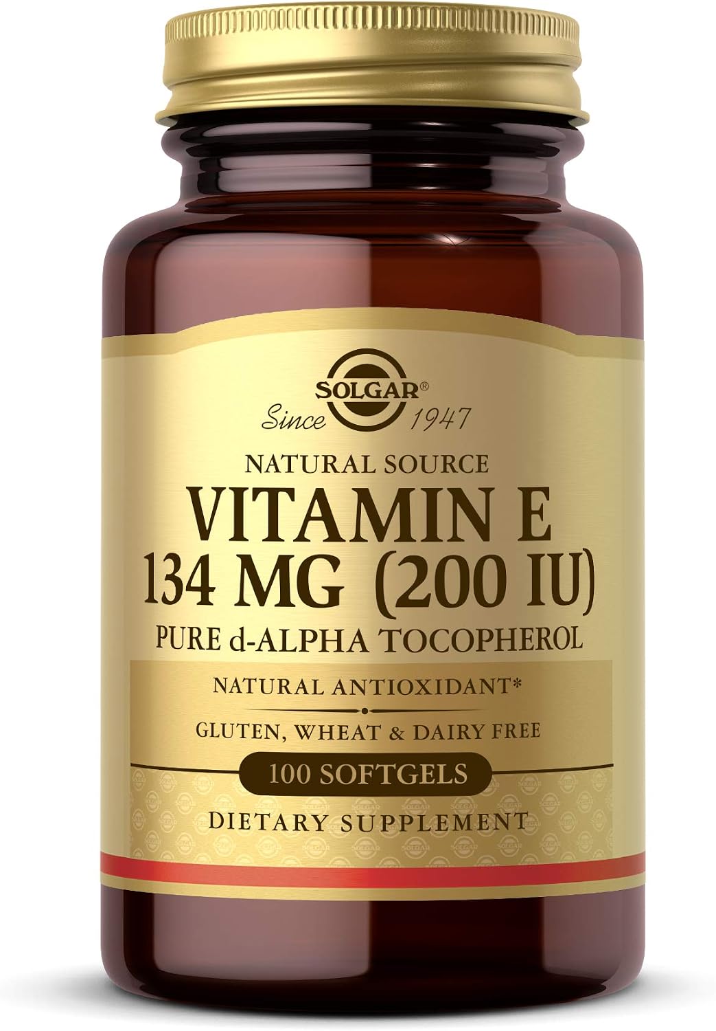 Solgar Vitamin E 200 IU, 100 Softgels - Natural Source Vitamin E - görsel 1