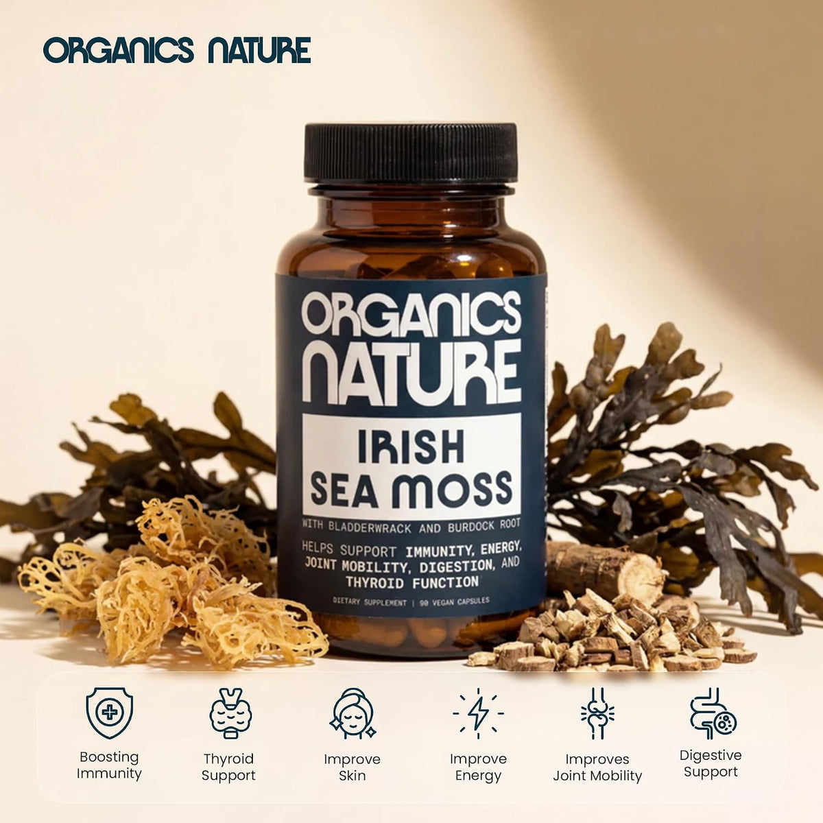 Irish Sea Moss Capsules - High Strength Seamoss Pills with Burdock & Bladderwrack - 90 Vegan Capsules - görsel 7