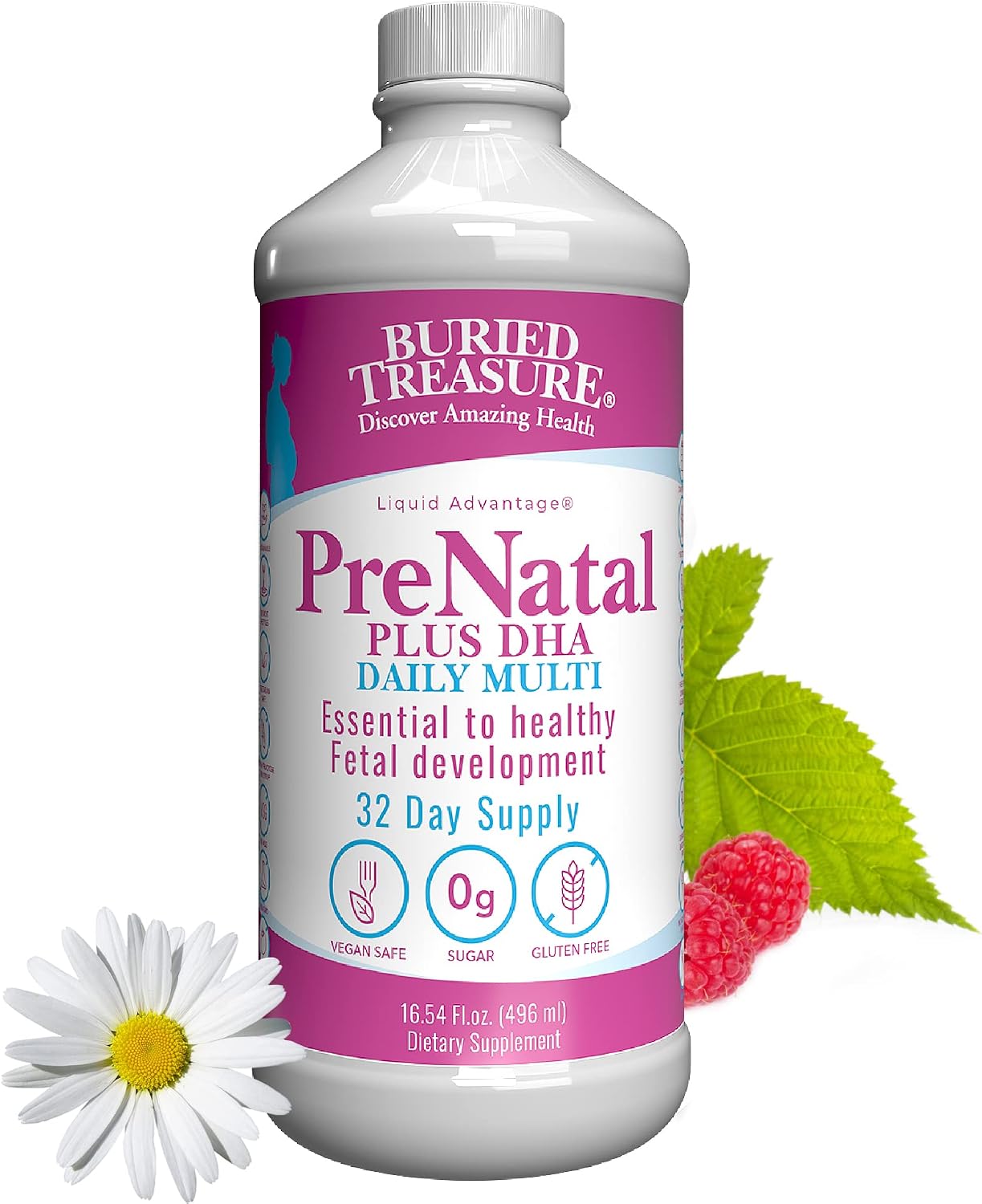 Buried Treasure Prenatal Plus DHA Complete - Liquid Prenatal Vitamin with DHA, Omega-3 & Iron - görsel 1
