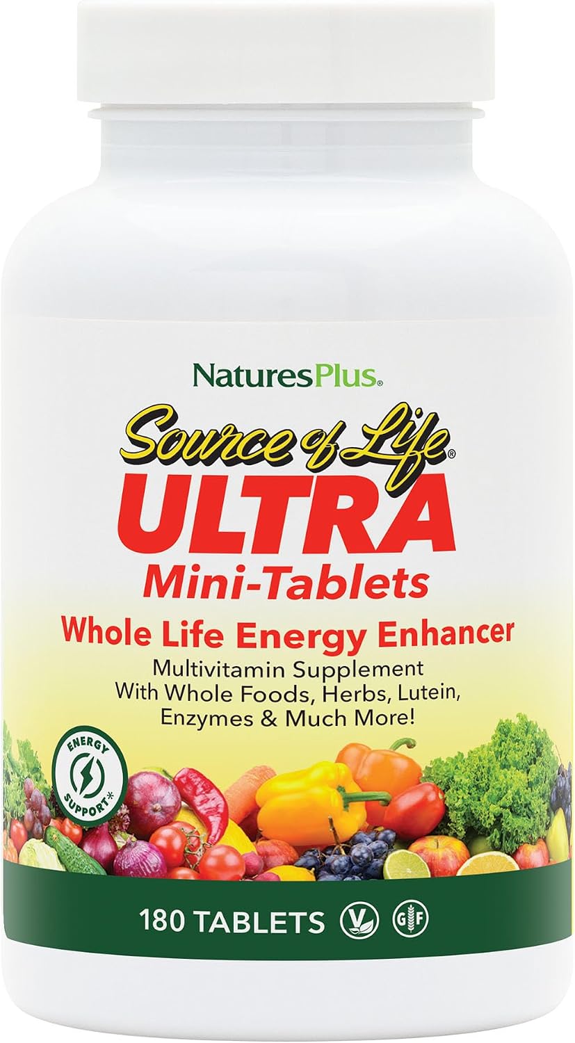 NaturesPlus Ultra Source of Life Multivitamin – 180 Mini-Tablets – Whole Foods, Herbs, Lutein & Enzymes - görsel 1