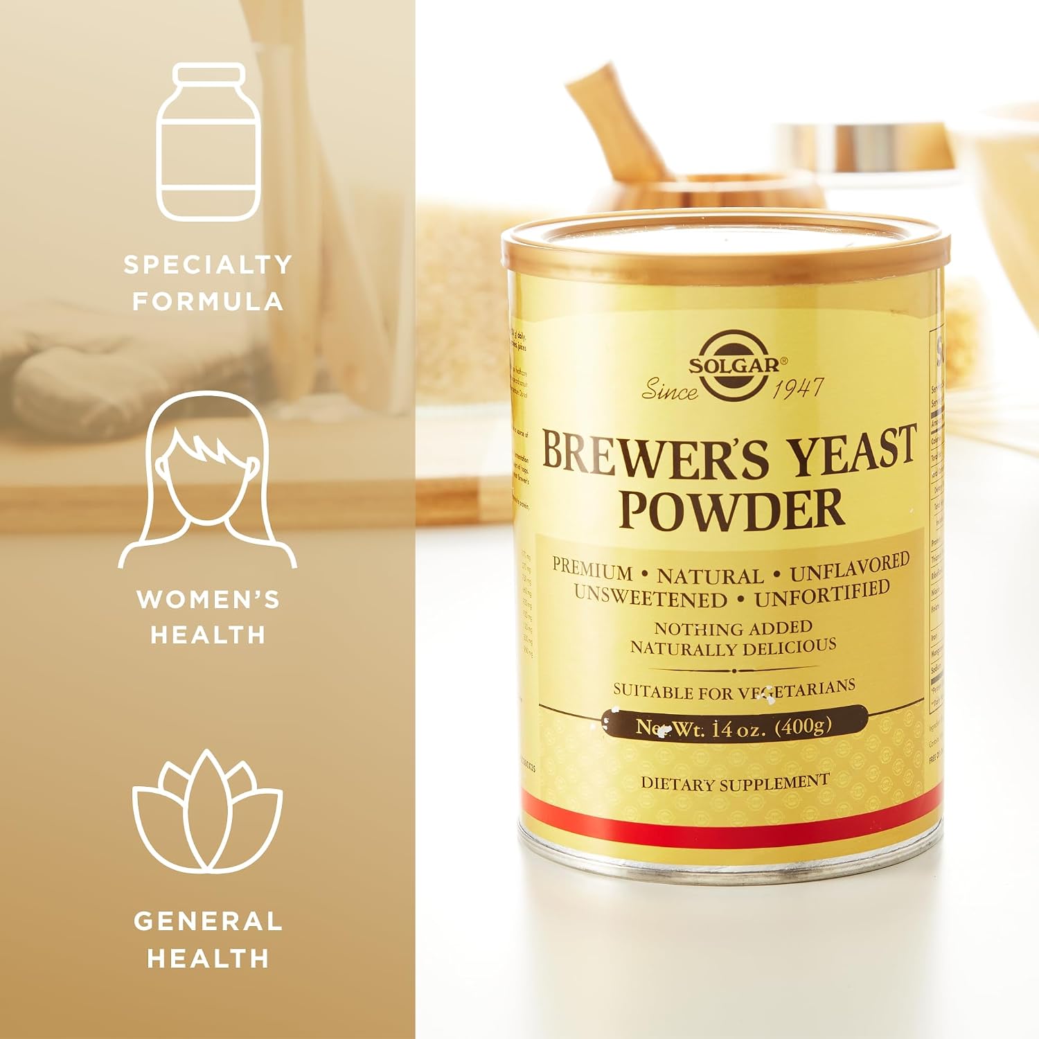 Solgar Brewer's Yeast Powder - Natural, Unflavoured & Unsweetened - Suitable for Vegetarians - 397 g (Pack of 2) - görsel 4