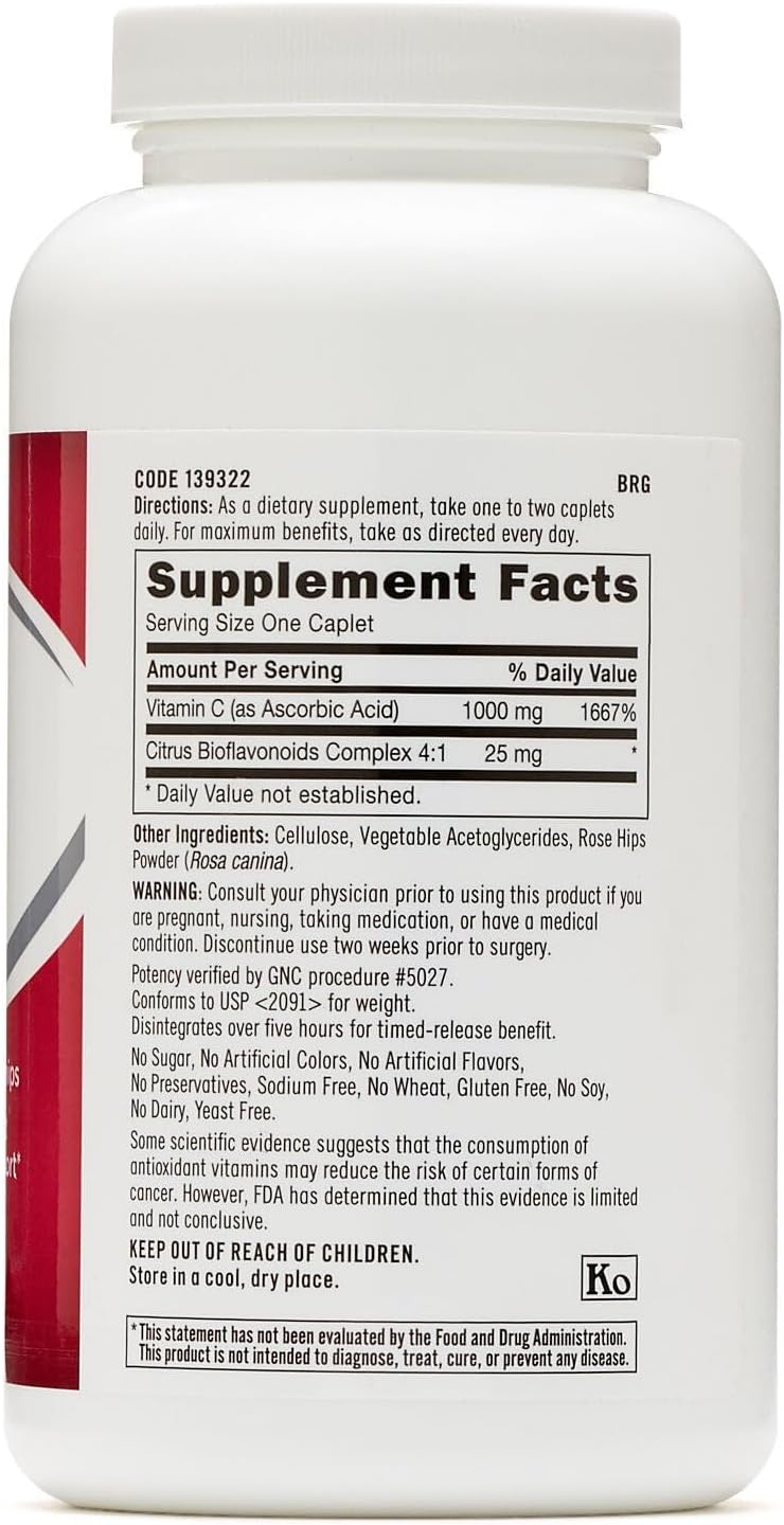 GNC Vitamin C 1000 with Bioflavonoids and Rose Hips Sustained Release - görsel 2