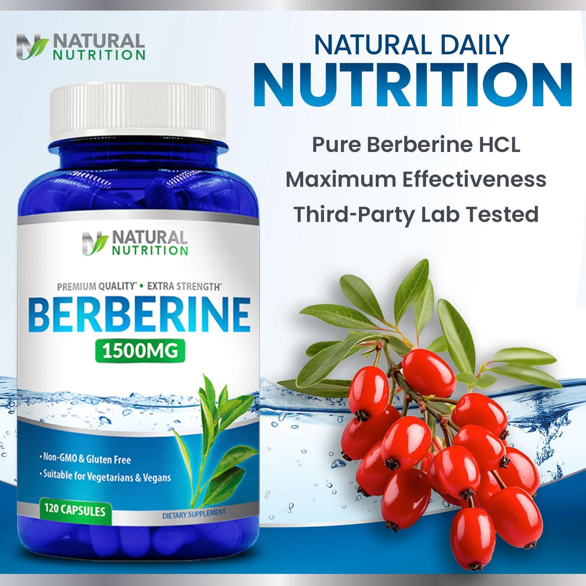 Natural Vitamin Extra Strength Berberine HCL 1500mg – 120 Capsules - görsel 6