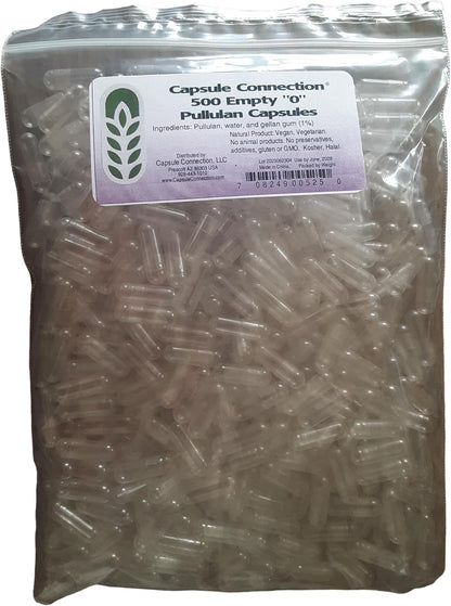 Capsule Connection Joined Empty Pullulan Capsules, Size 0, Vegan & Vegetarian (500 Count)