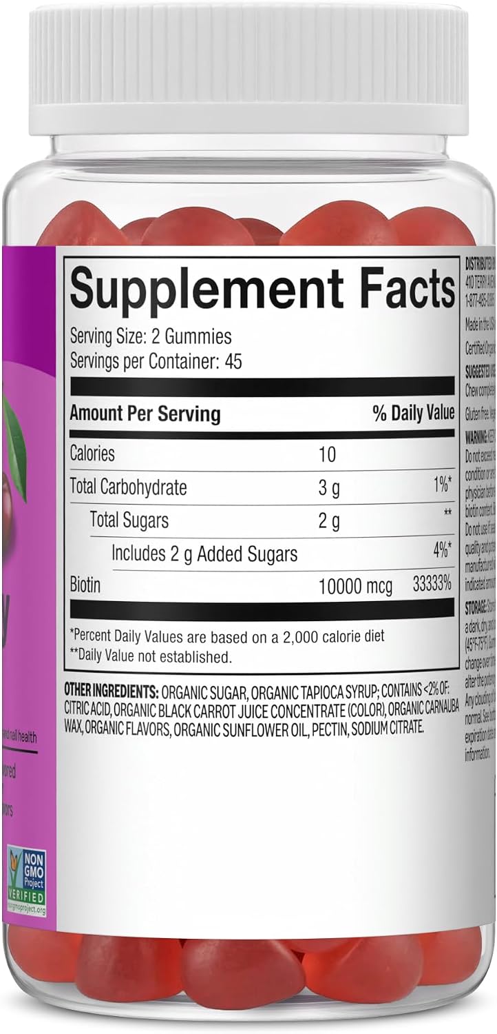 Amazon Basics Biotin 10,000mcg Gummy, 90 Gummies - görsel 5