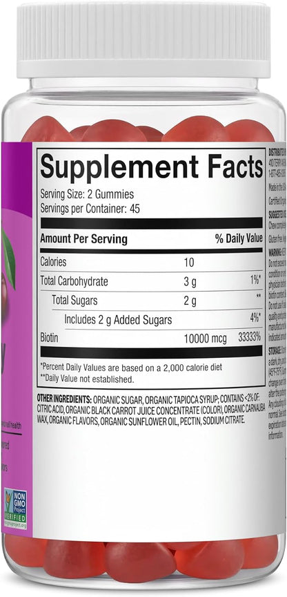 Amazon Basics Biotin 10,000mcg Gummy, 90 Gummies