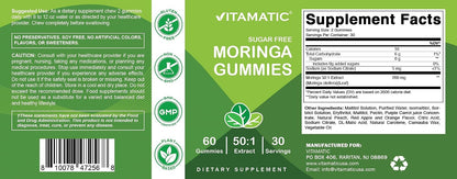 Vitamatic Moringa Gummies – Sugar-Free, Vegan, 200mg Superfood Extract (60 Count)