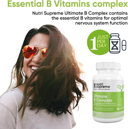 Nutri Supreme Ultimate B Complex – Highly Absorbable Essential B Vitamins with Methylfolate, 60 Capsules