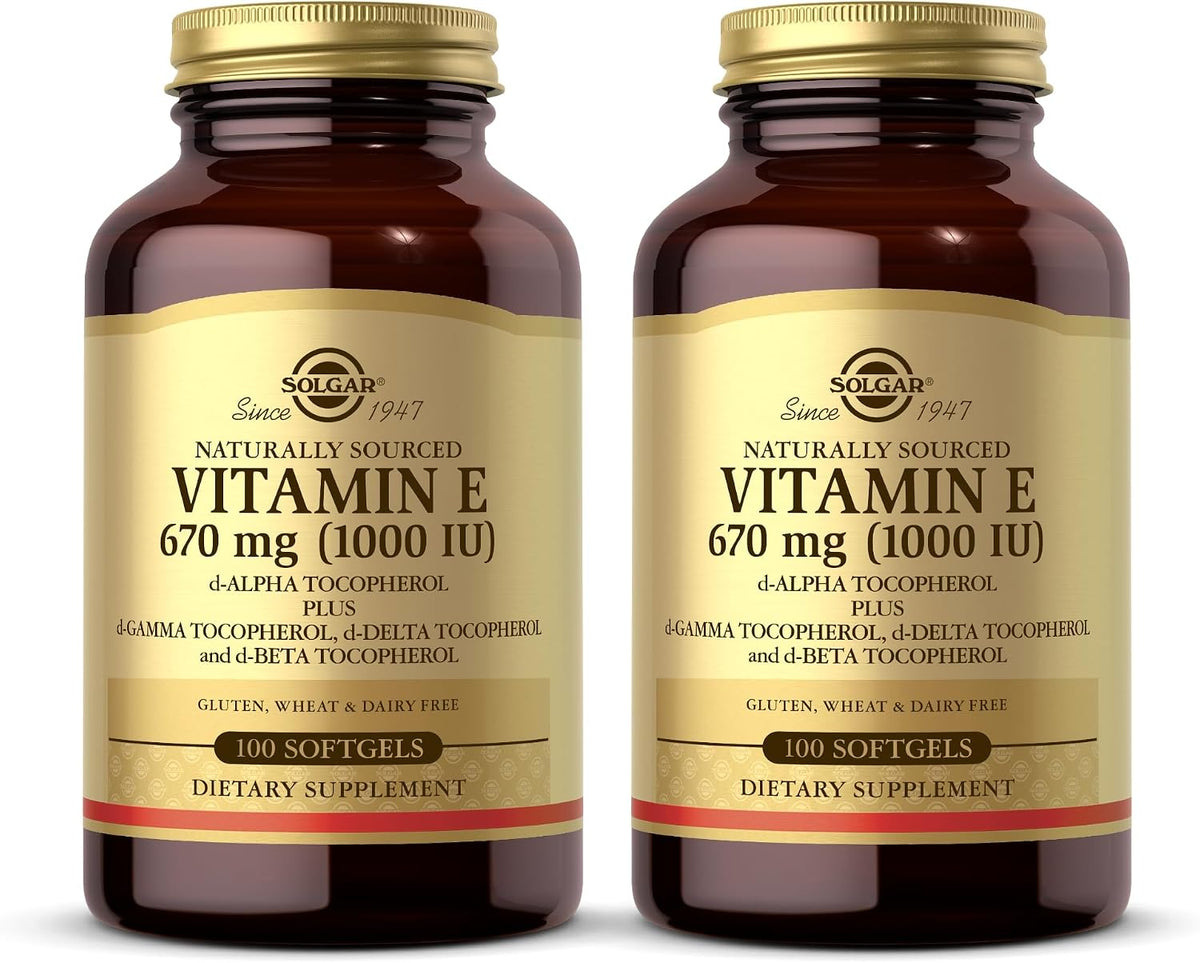 Solgar Vitamin E 670 mg (1000 IU) - 100 Softgels (Pack of 2) - Naturally Sourced - Gluten-free, Dairy-free - görsel 1