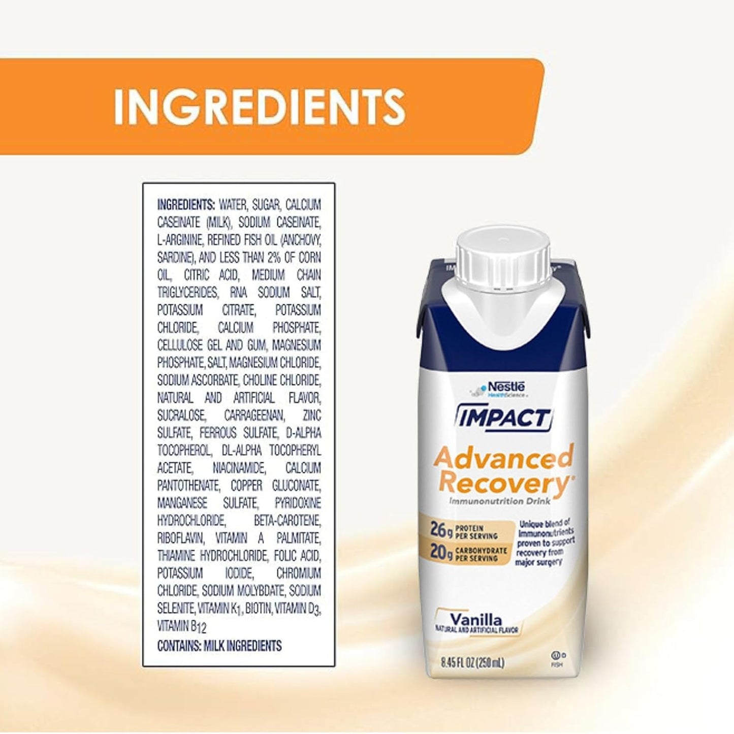 Nestle Impact Advanced Recovery Immunonutrition Drink, Vanilla, 250 ml (10 Ct) - görsel 3