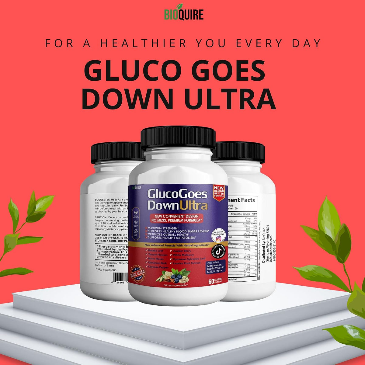 BIOQUIRE Gluco Goes Down Ultra Food Supplement - Maximum Strength - 60 Capsules - görsel 7