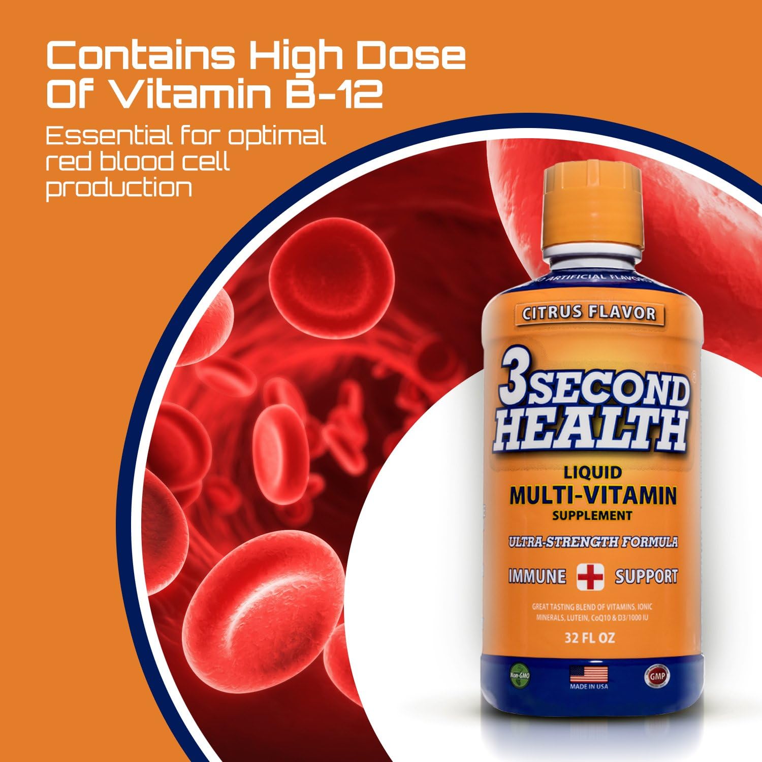 3 Second Health Liquid Multivitamin – Vegan, Non-GMO, Energy & Immune Support (32 Servings) - görsel 8
