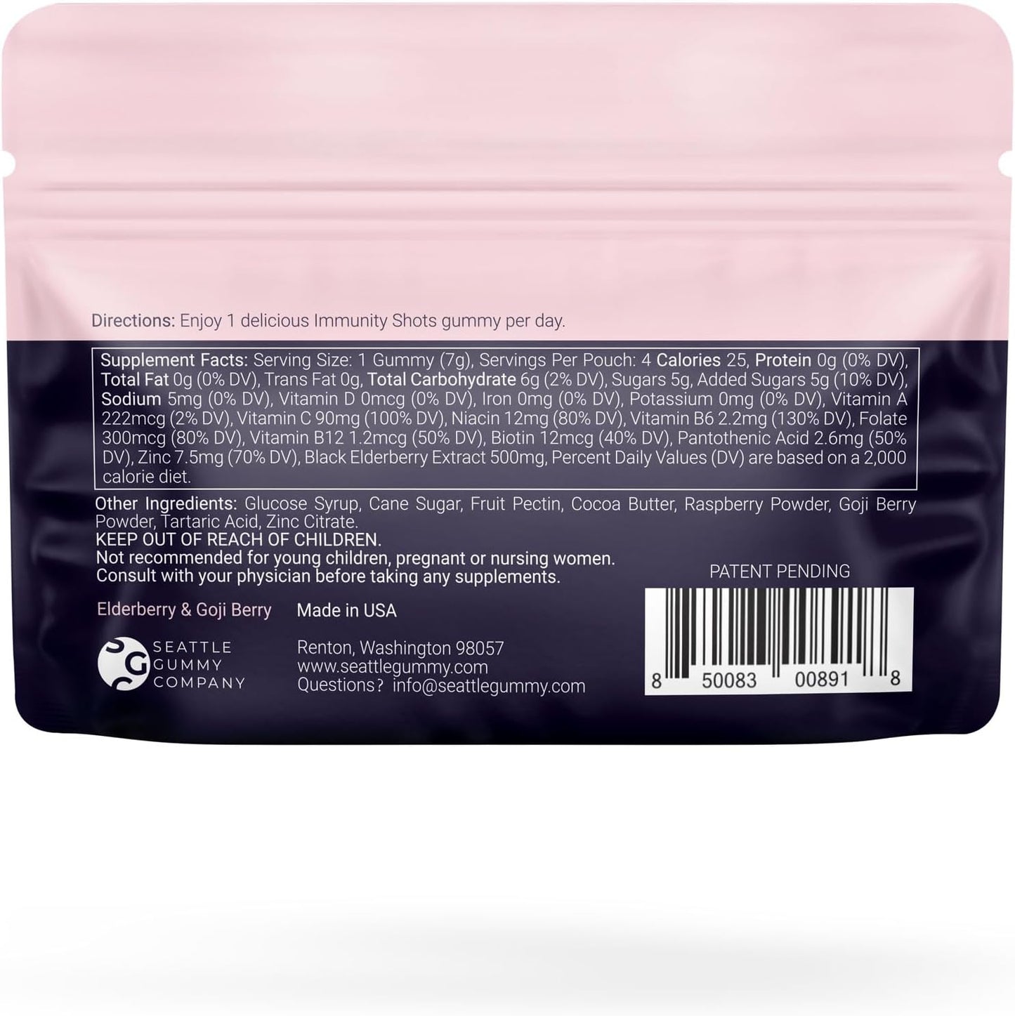 SGC Immunity Shots Elderberry and Goji Berry Multivitamin Gummies (12-Packs, 4 Per Pack) - görsel 2