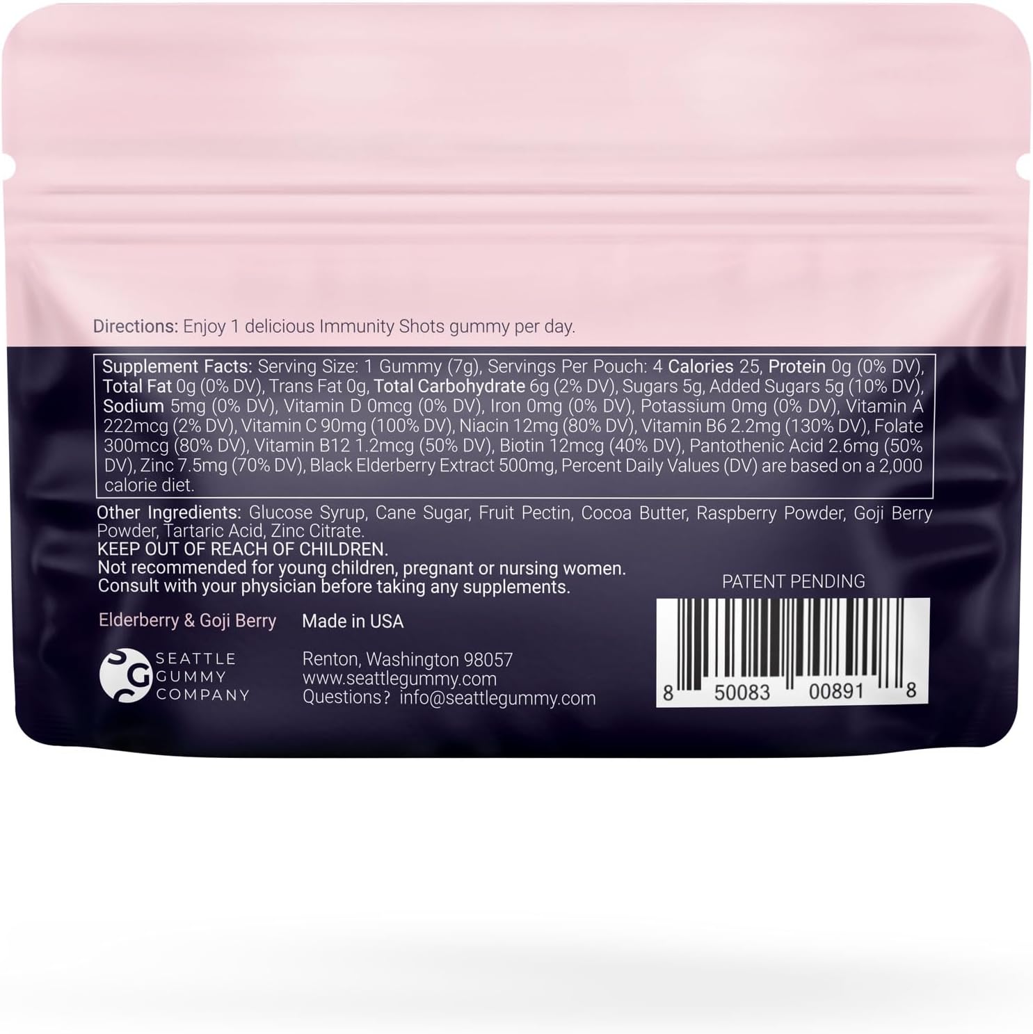 SGC Immunity Shots Elderberry and Goji Berry Multivitamin Gummies (12-Packs, 4 Per Pack) - görsel 2