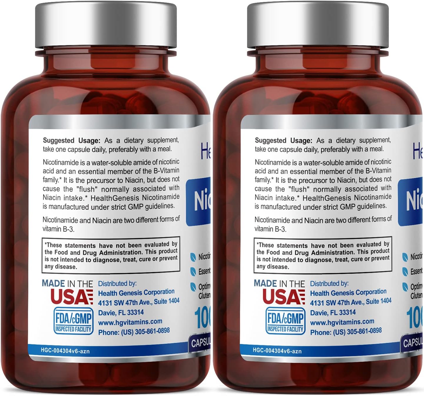 B-3 Nicotinamide 500 mg, 100 Capsules (2-Pack) - görsel 3