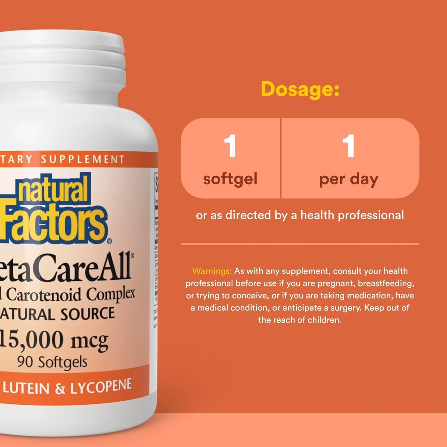 Natural Factors BetaCareAll 15,000 mcg - Mixed Carotenoid Food Supplement - 90 Softgels - görsel 3