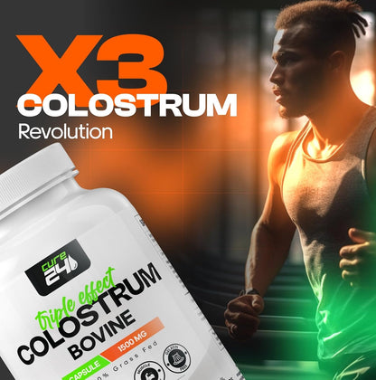 Cure24 Bovine Colostrum X3 Powder – 100% Pure Whole Natural Grass-Fed Superfood with High IgG, Probiotics and Prebiotics, Unflavoured