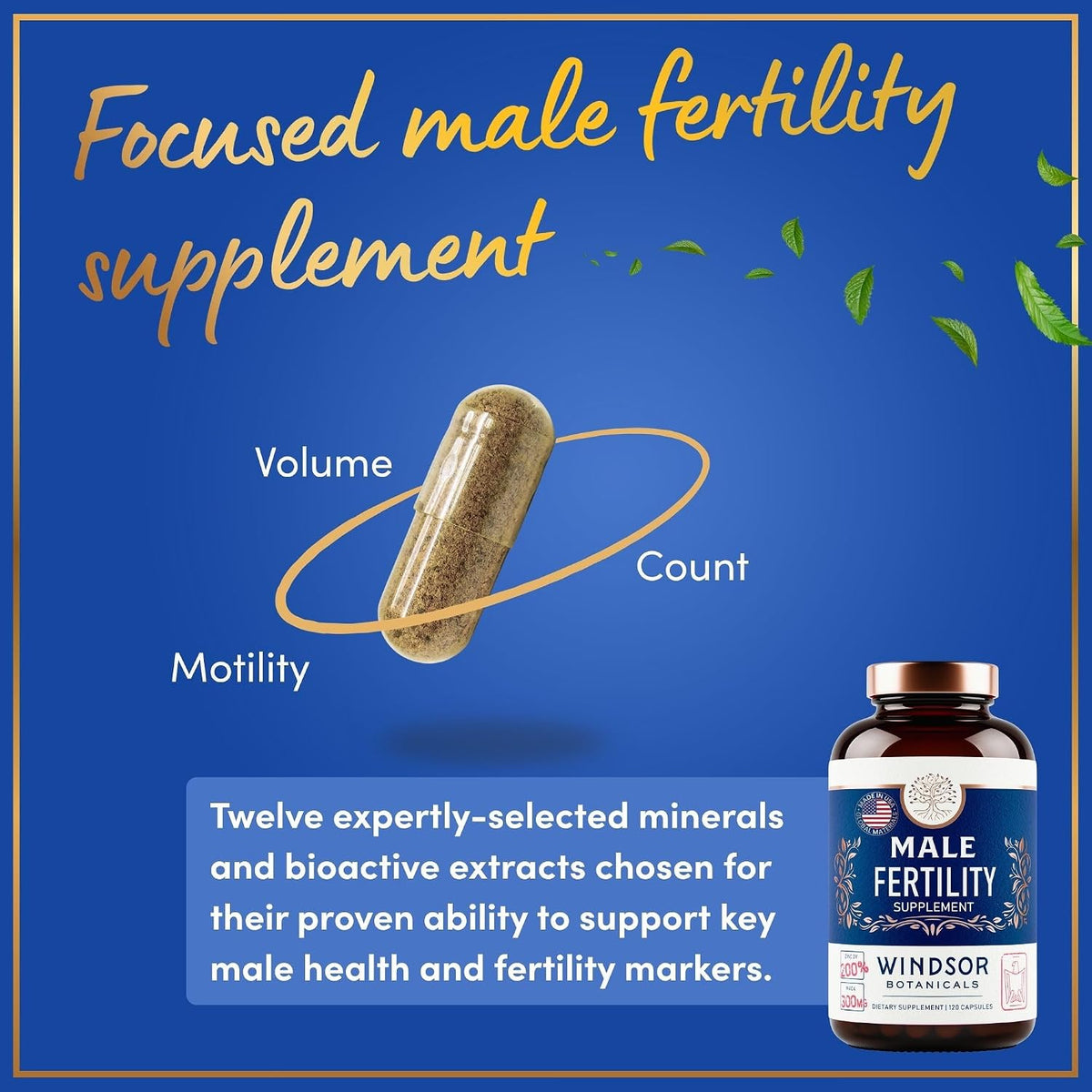 Male Fertility Supplement with Maca Root – Men's Health & Pre-conception Vitamins Plus Natural Extracts – 120 Capsules - görsel 3