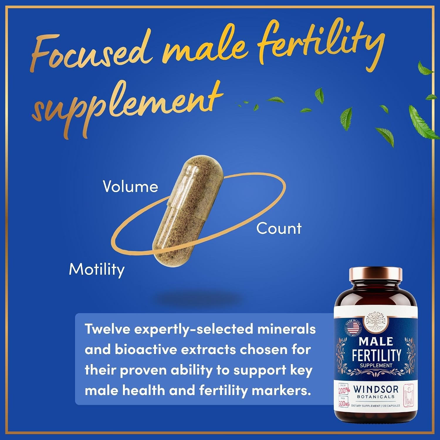 Male Fertility Supplement with Maca Root – Men's Health & Pre-conception Vitamins Plus Natural Extracts – 120 Capsules - görsel 3