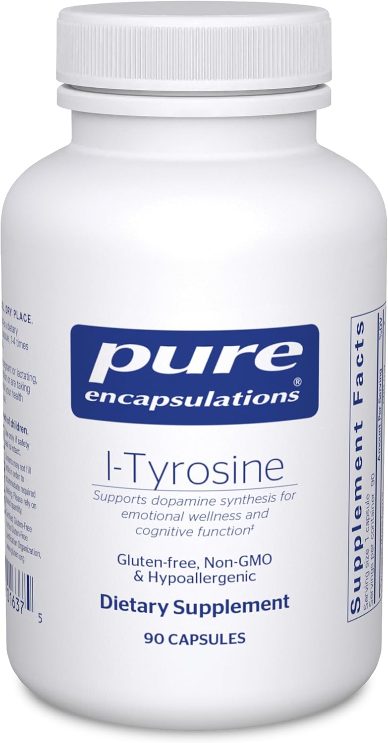 Pure Encapsulations L-Tyrosine - Amino Acid Supplement - for Brain Support, Dopamine and Thyroid Function* - Vegan & Non-GM - 90 Capsules - görsel 1