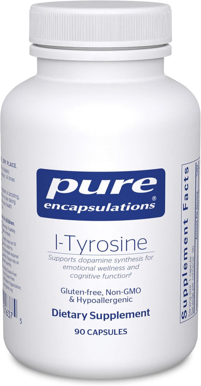 Pure Encapsulations L-Tyrosine - Amino Acid Supplement - for Brain Support, Dopamine and Thyroid Function* - Vegan & Non-GM - 90 Capsules