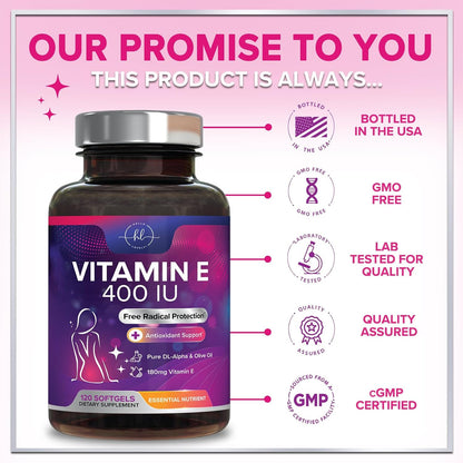 Hello Lovely! Vitamin E 180 mg Soft gel capsules - Immune Function & Antioxidant Support - 120 Soft gel capsules