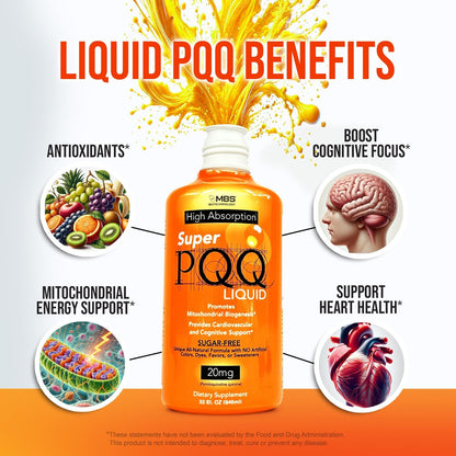 Super PQQ Liquid - Highly Absorbable Pyrroloquinoline Quinone 20mg