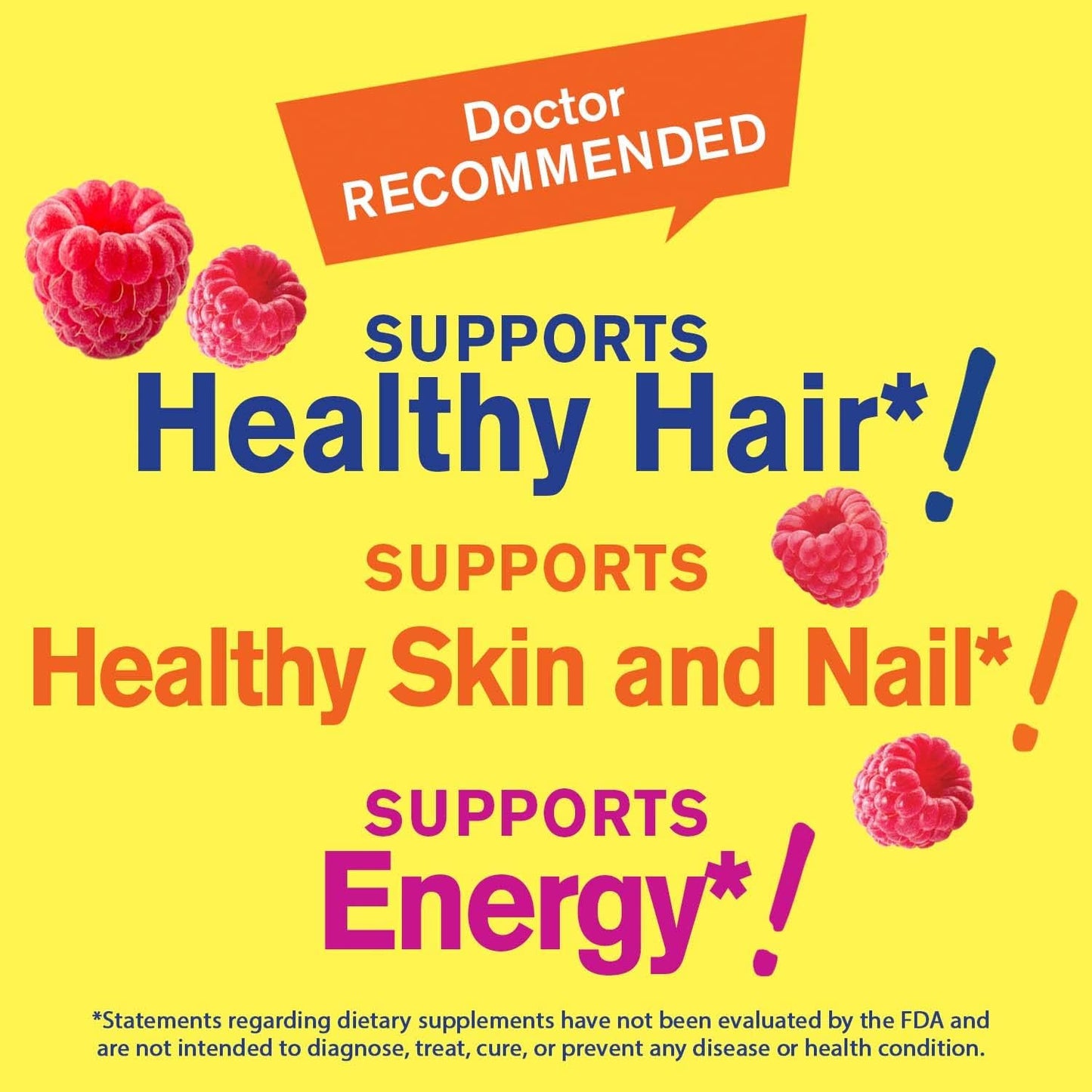 WellYeah High Potency Biotin 10,000 mcg Gummies - Hair, Skin & Nails Support - Vegan, Gluten-Free, Berry Flavour - 60 Count - görsel 3