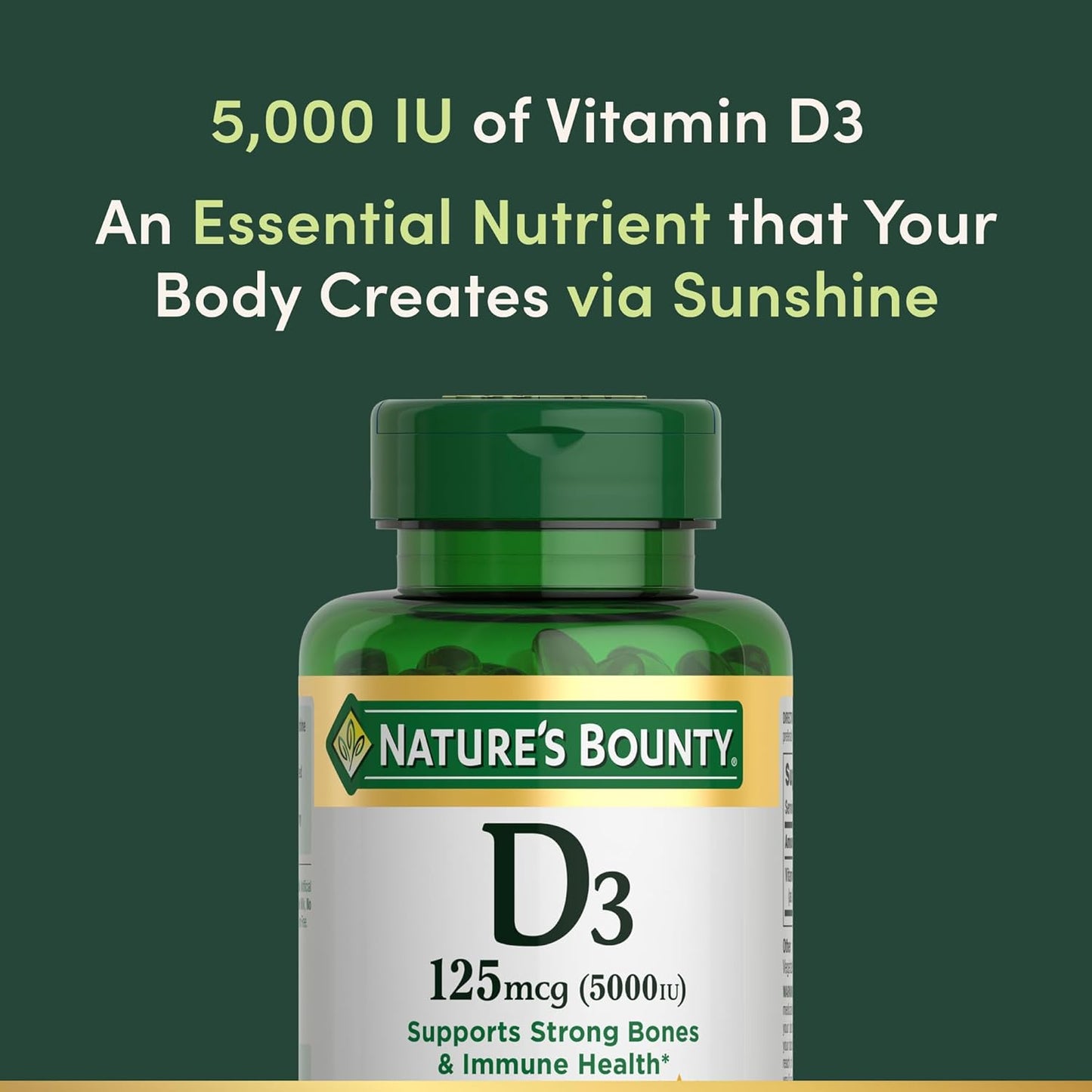 Nature's Bounty Vitamin D3 5000 IU Softgels, 240 Count - görsel 3