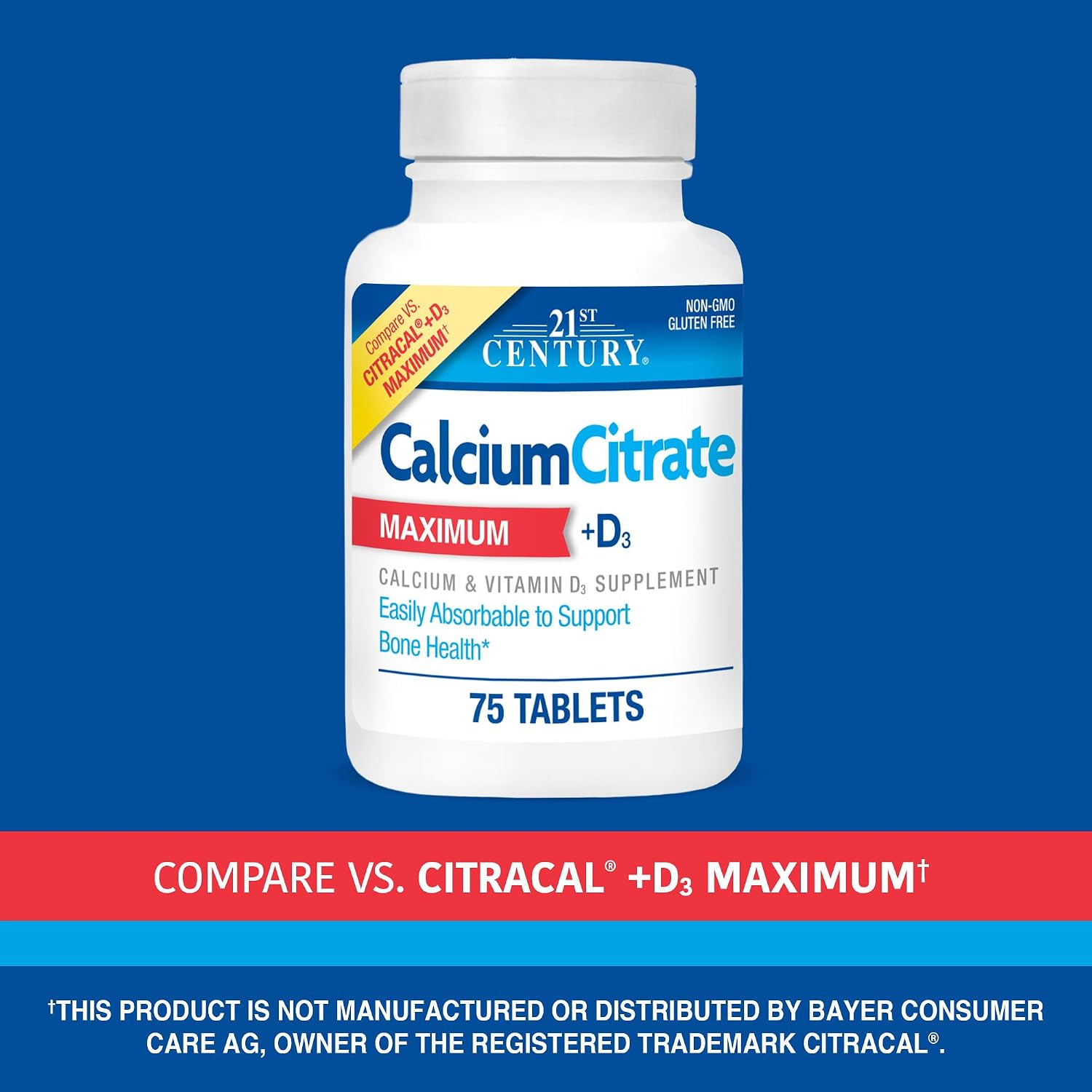 21st Century Calcium Citrate Plus D Maximum Caplets, 75 Caplets - görsel 4
