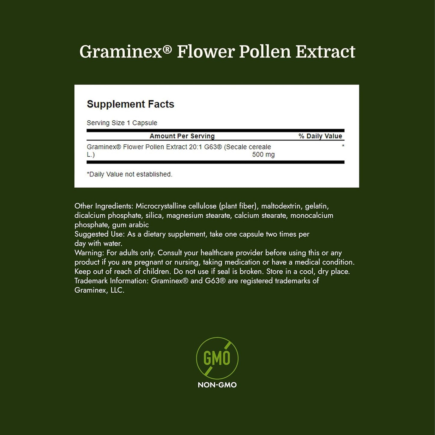 Swanson Graminex Flower Pollen Extract | Men's Health Supplement for Prostate, Kidney & Urinary Support | Non-GMO | 60 Capsules - görsel 4