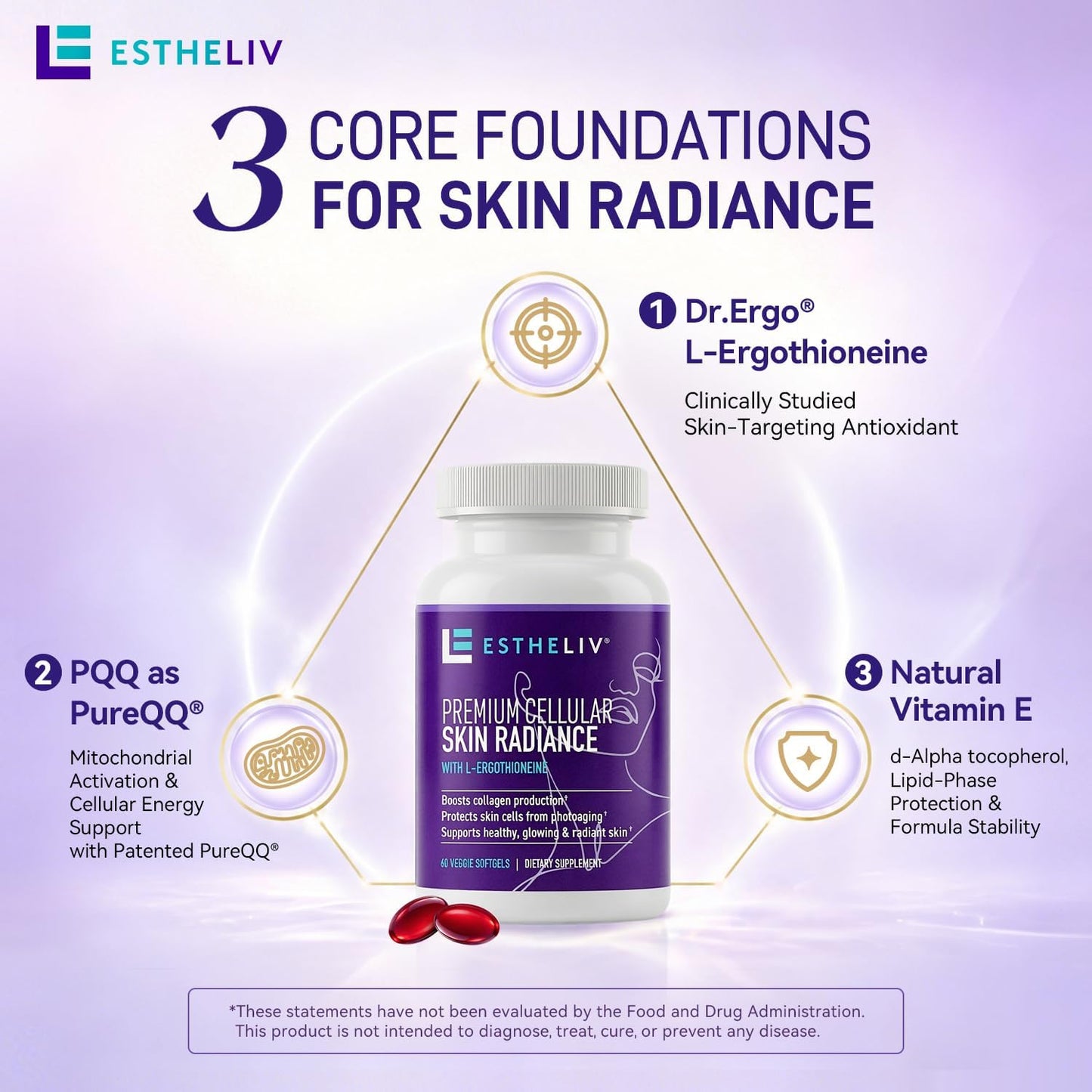 ESTHELIV® Premium Cellular Skin Radiance - 60 Veggie Soft gel capsules - görsel 5