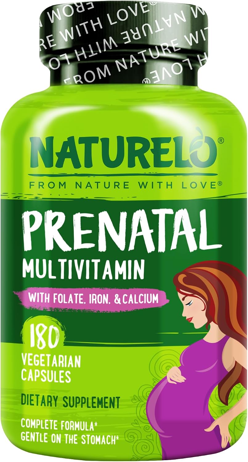 NATURELO Prenatal Multivitamin with Gentle Chelated Iron, Methylfolate, Plant Calcium and Choline - 180 Capsules - görsel 1