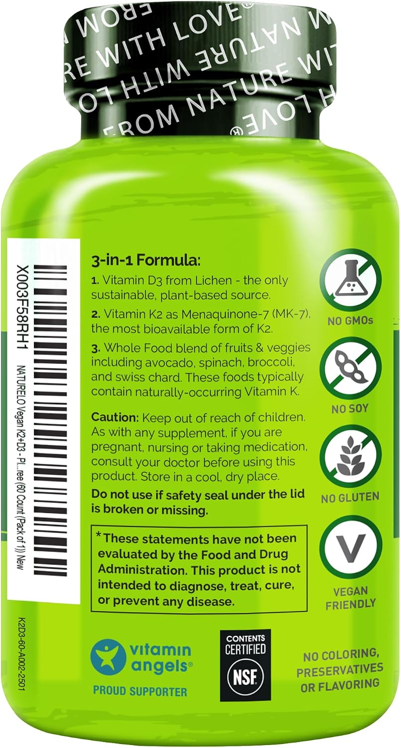 NATURELO Vitamin D3 K2 - Vegan D3 from Lichen with K2 MK-7, 120 Capsules (2-Pack) - görsel 8