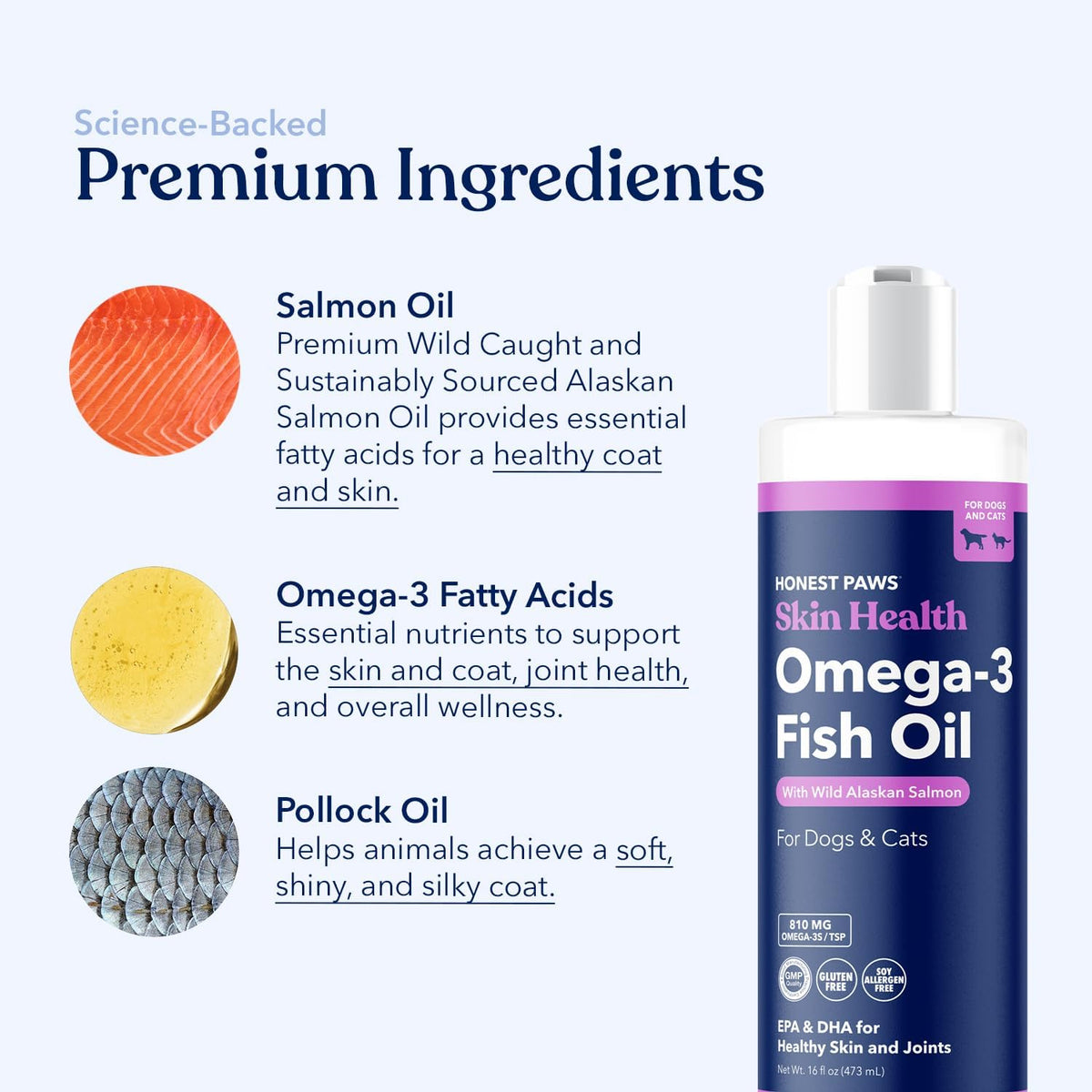 Salmon Oil for Dogs & Cats – Omega-3 Fish Oil Supplement for Skin, Coat, Joint & Heart Health – Natural, Sustainably Sourced Wild Alaskan Salmon, 473 ml - görsel 2