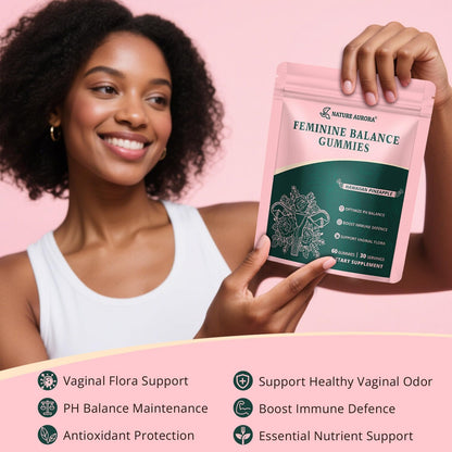 Premium Feminine Balance Gummies - Women's pH Balance & Vaginal Probiotics Support with Immune Support - Vegan, Gluten-free - Hawaiian Pineapple Flavour (60 Count)