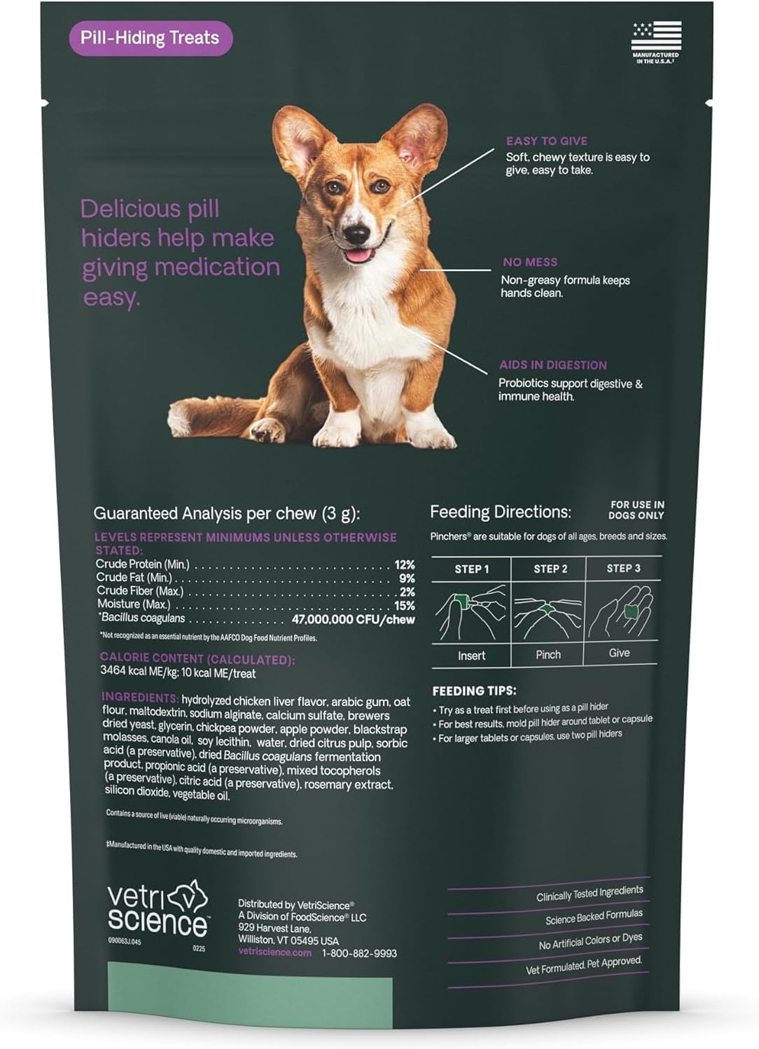 VetriScience Extra Large Pinchers Pill Hiders Chews, Non-Greasy Pill Wrap with Probiotics for Dogs, Chicken, 45 Count - görsel 7