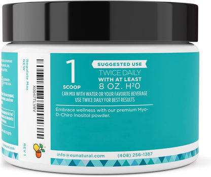Regulate MAX Myo-Inositol & D-Chiro Inositol Food Supplement Powder with Vitamin D and Folate, Unflavoured, 60 Servings