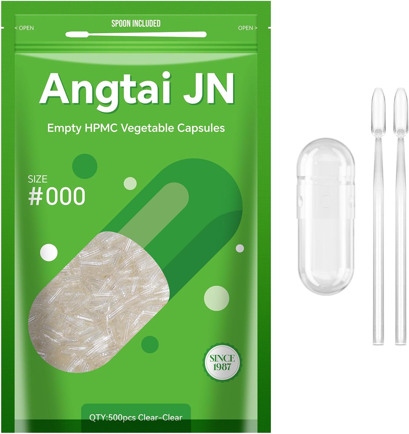 Capsules Size 000 Vegan Empty Plant Based Clear (100 Pack) with 2 Spoons - görsel 7