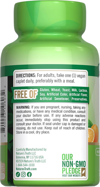 Nature's Truth Vitamin C 1000 mg with Rose Hips, 110 Caplets - Vegan, Non-GMO, Gluten-Free