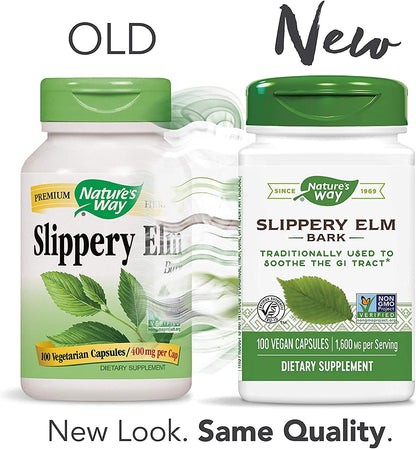 Nature's Way Slippery Elm Bark, 100 Veg Capsules (3-Pack)