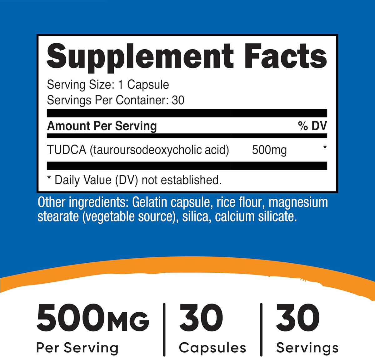 Nutricost TUDCA 500mg, 30 Capsules (Tauroursodeoxycholic Acid) - görsel 2