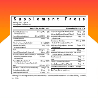 Seeking Health Multivitamin One - Food Supplement with Zinc, Vitamin B12 & Vitamin A - Magnesium-Free Formulation - 45 Capsules