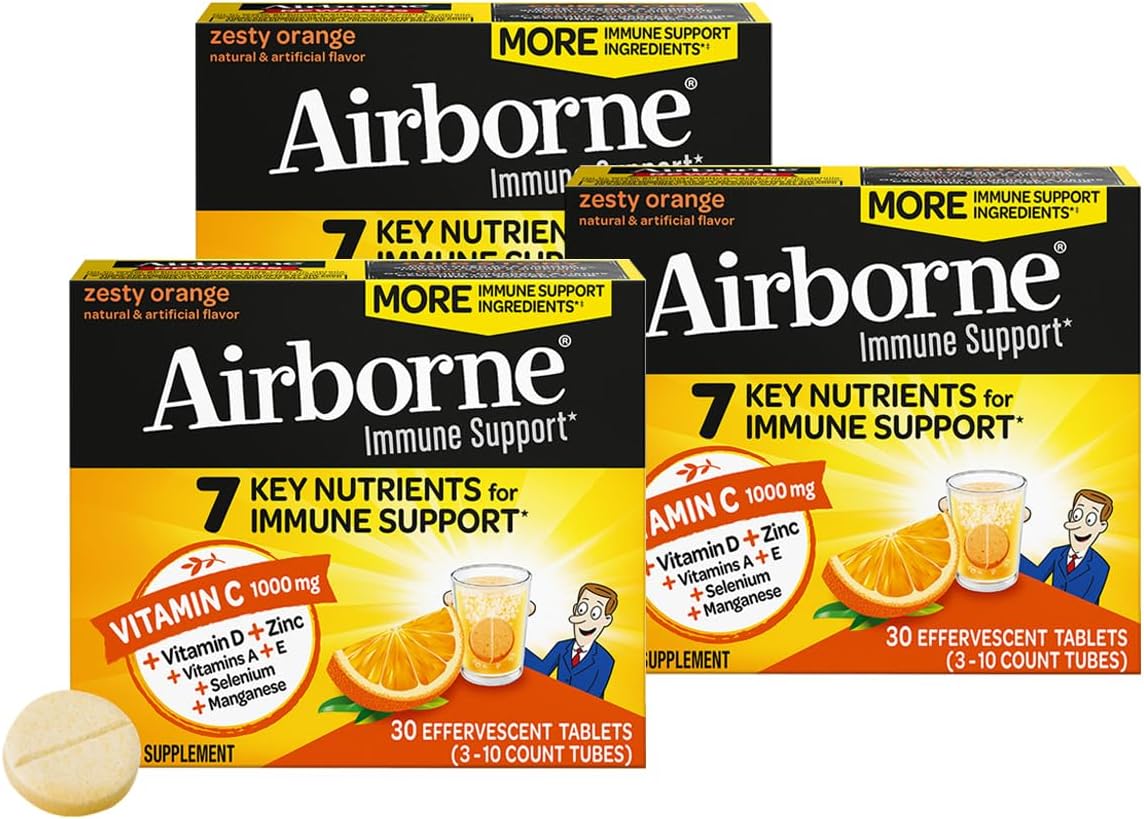 Airborne Zesty Orange Effervescent Tablets Vitamin C 1000mg x 36 Tablets (Pack of 2) - görsel 4