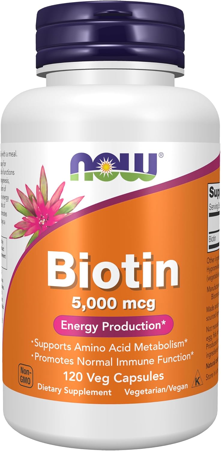 NOW Foods Biotin 5,000 mcg - 60 Veg Capsules - görsel 9