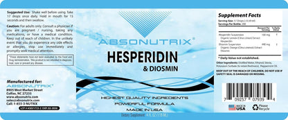 Absonutrix Hesperidin and Diosmin Liquid Drops – Supports Circulation & Mobility, Non-GMO, Gluten-Free, 118 ml