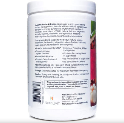 Nutri-Dyn Fruits & Greens Gluten-free Powder, Pink Lemonade, 306 g