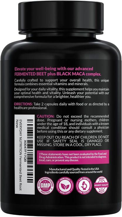Organic Fermented Beet Root and Black Maca Capsules - Superfood Blend for Energy and Wellness