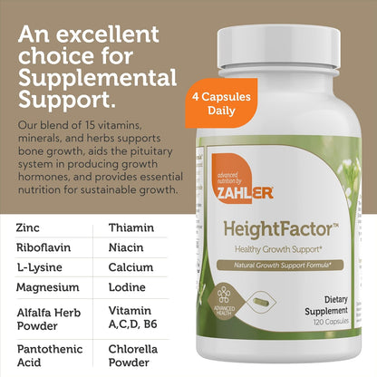 Zahler Height Factor Healthy Growth Support Vitamin & Mineral Capsules (120 Capsules)
