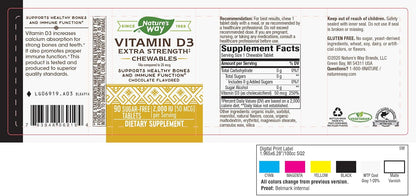 Nature's Way Vitamin D3 Extra Strength, Sugar-Free, Chocolate Flavoured, 90 Chewables
